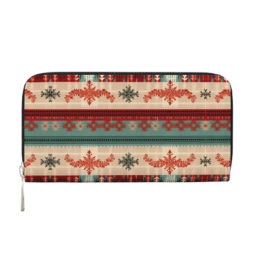 CSIVKEJ Geldscheinklammer mit Reißverschluss, PU-Leder, lang, mit Kartenfächern, Schneeflocken 9, Einheitsgröße, Zeitgenössisch von CSIVKEJ