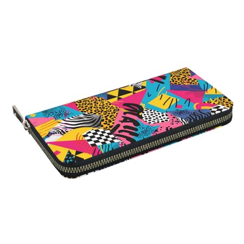 CSIVKEJ Geldscheinklammer mit Reißverschluss, PU-Leder, lang, mit Kartenfächern, Schwarz / Gelb 11, Einheitsgröße, Zeitgenössisch von CSIVKEJ