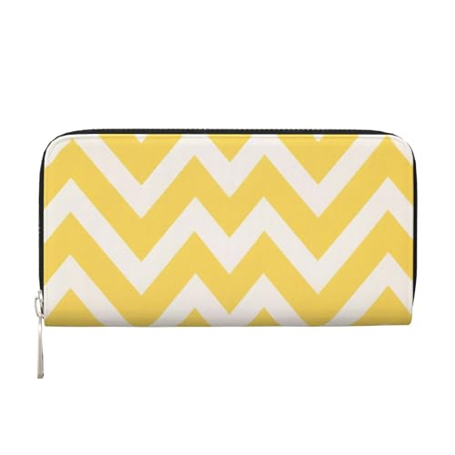 CSIVKEJ Geldscheinklammer mit Reißverschluss, PU-Leder, lang, mit Kartenfächern, Streak Yellow 5, Einheitsgröße, Zeitgenössisch von CSIVKEJ