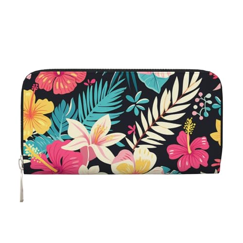 CSIVKEJ Geldscheinklammer mit Reißverschluss, PU-Leder, lang, mit Kartenfächern, Weiß Rot Blume 7, Einheitsgröße, Zeitgenössisch von CSIVKEJ