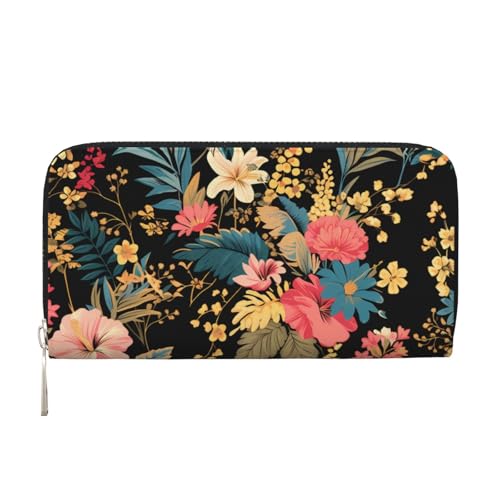 CSIVKEJ Geldscheinklammer mit Reißverschluss, PU-Leder, lang, mit Kartenfächern, Weiß Rot Blume 8, Einheitsgröße, Zeitgenössisch von CSIVKEJ