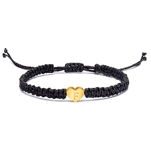 CSIYANJRY99 Herz-Initialen-Armbänder für Frauen, 26 Buchstaben, Initialen-Charm-Armband, handgefertigtes Seil, geflochten, verstellbarer Schmuck für Schmuck, Geschenk für Frauen, Teenager, Mädchen, von CSIYANJRY99