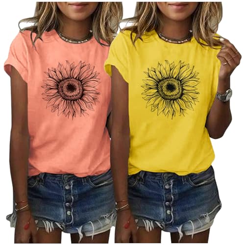 2er Pack Tshirt Damen Sommer 2er Pack Sonnenblumen T Shirt Kurzarm Niedlich Grafik Lose T-Shirts Tops Casual Rundhals Oberteile Lässig Basic Shirt Set Oversize Kleidung Bluse Tank Tops 2er Pack Tshirt Damen Sommer 2er Pack Sonnenblumen T Shirt Kurzarm Niedlich Grafik Lose T-Shirts Tops Casual Rundhals Oberteile Lässig Basic Shirt Set Oversize Kleidung Bluse Tank Tops von CSKJ