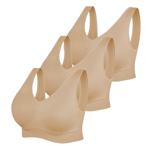 3er Pack BH Damen ohne Bügel Fraun Einfarbiges Push Up BH Sexy BH Set mit verstellbarem 2024 Y2K Weich Bequemer BH Atmungsaktiver Unterwäsche Bra für Alltag von CSKJ