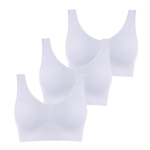 3er Pack BH Damen ohne Bügel Fraun Einfarbiges Push Up BH Sexy BH Set mit verstellbarem 2024 Y2K Weich Bequemer BH Atmungsaktiver Unterwäsche Bra für Alltag von CSKJ