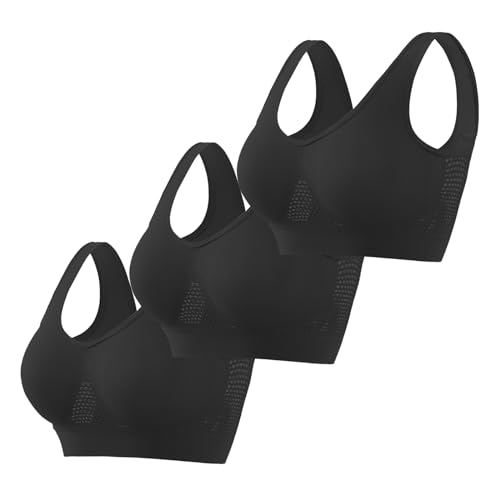 3er Pack Damen Sport BH Bustier Comfort BH Gepolsterter Push UP Stützfunktion verstellbare Träger Ohne Bügel Yoga Fitness von CSKJ