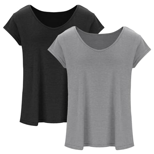 3er Pack Damen T-Shirt Schwarz oder weiß Kurzarm lang Basic Sommer T-Shirts 3er Pack Damen T-Shirt Schwarz oder weiß Kurzarm lang Basic Sommer T-Shirts von CSKJ