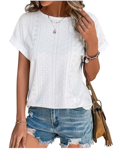 Ausgefallene Tshirt Damen T-Shirt Bluse Kurzarm Shirt Locker Frauen Oberteile Sommer Alltag Crop Top Sport T-Shirts Teenager Mädchen Kleidung Y2k Sommerkleidung von CSKJ