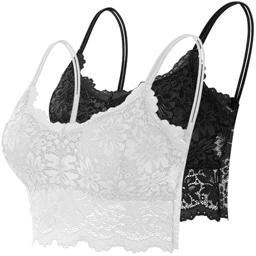 CSKJ 2 Stück Spitzen BH Bralette Spitze Gepolstert für Damen und Mädchen CSKJ 2 Stück Spitzen BH Bralette Spitze Gepolstert für Damen und Mädchen von CSKJ