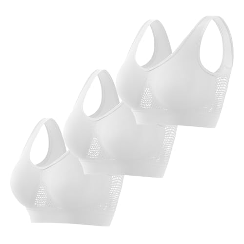 CSKJ 3er Pack Damen Sport BH Bügelloser Bustier Wohlfühl BH Komfort BH Schlaf BH Freizeit und Sport BH Seamless Sporttop von CSKJ