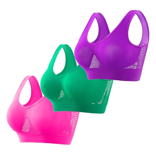 CSKJ 3er Pack Damen Sport BH Bügelloser Bustier Wohlfühl BH Komfort BH Schlaf BH Freizeit und Sport BH Seamless Sporttop von CSKJ