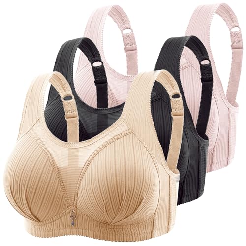 CSKJ 3stk Sport BH Bustier Damen Bralette Nathloser mit Polstern Sportbekleidung Baumwolle Ohne Bügel atmungsaktiv Joggen Yoga Jumping Fitness von CSKJ