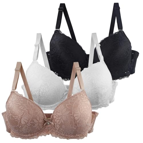 CSKJ 3stk Sport BH Bustier Damen Bralette Nathloser mit Polstern Sportbekleidung Baumwolle ohne Bügel atmungsaktiv Joggen Yoga Jumping Fitness von CSKJ