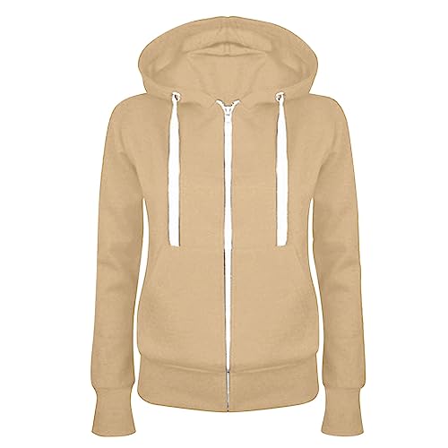 CSKJ Anime Hoodie - Y2k Zip Up Hoodie Damen Langarm Kapuzenpulli Fleece Outwear Jacken Herbst Winter Sweatjacke Pullover Strickjacken, Khaki, M von CSKJ