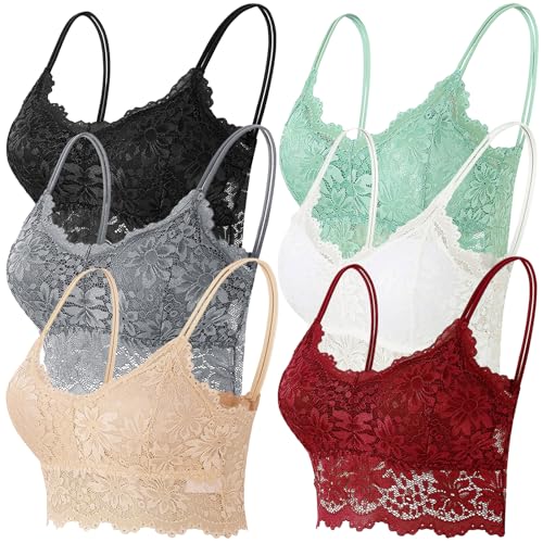 CSKJ BH Damen Ohne Bügel Spitze - Gepolster BH Bralette Spitze Gepolstert für Damen Damen Push-Up BH Gepolstert Damen Bustier Große Größen Klassische Bequem Stretch Bra Running Bra für Fitness Yoga von CSKJ