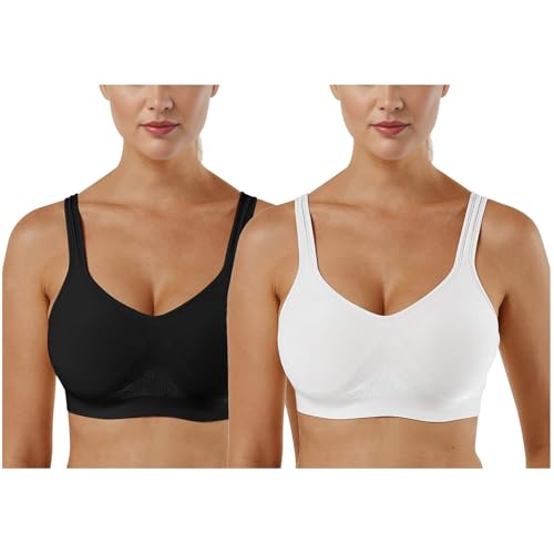 CSKJ BH Damen Sport BH Frauen Bra für Ohne Bügel Bustier Bra Mit Polstern Atmungsaktiv Bügelloser BH Push Up Bequem Bustiers BH Gepolstert von CSKJ