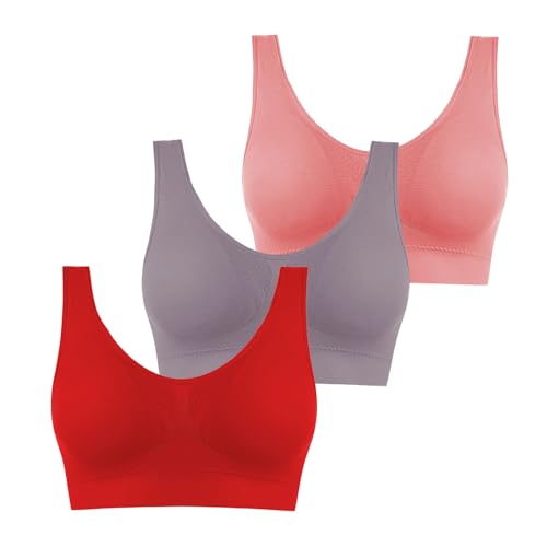 CSKJ BH Damen Sport BH Frauen Bra für Ohne Bügel Bustier Bra Mit Polstern Atmungsaktiv Bügelloser BH Push Up Bequem Bustiers BH Gepolstert von CSKJ