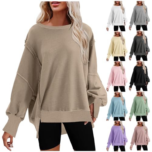 CSKJ Beste Freundin Geschenke Damen Sweatshirt Langarmshirt Rundhals Tops Damen Teenager Mädchen Vintage Pullover Oberteile Top, Khaki, L von CSKJ