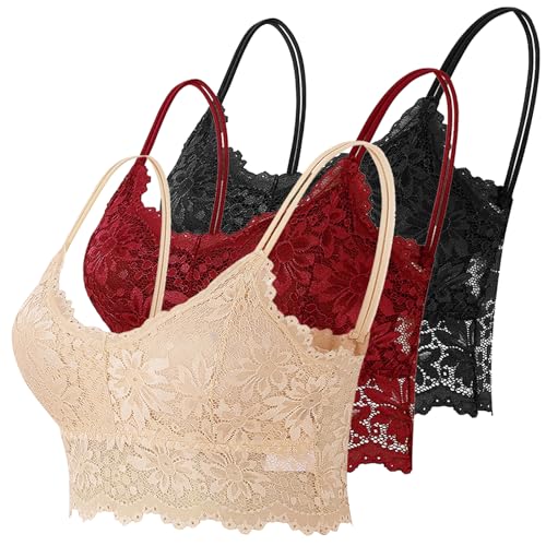 CSKJ Bügelloser BH Spitze - 6 Stück Spitzen BH Bralette Spitze Gepolstert für Damen und Mädchen von CSKJ