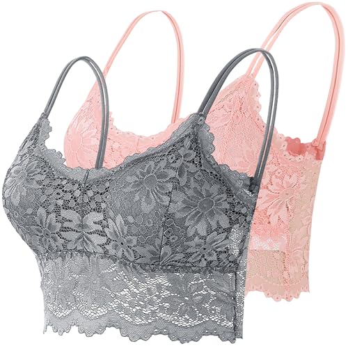 CSKJ Bustier Tops Damen Spitzen BH Ohne Bügel Nahtlos Bralette Korsett Yoga Training Bra Dessous Trägertop BH-Größe von CSKJ