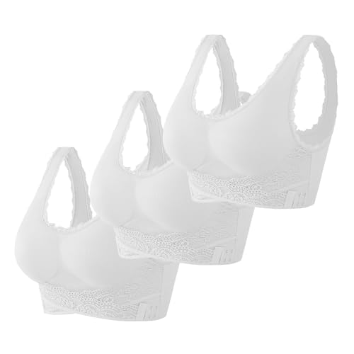 CSKJ Damen 3er Set Sport BH Einfarbig Ohne Bügel Bustier Klassische Bequem Stretch Bra Mittle Halt Gepolstert Wohlfühl-BH von CSKJ