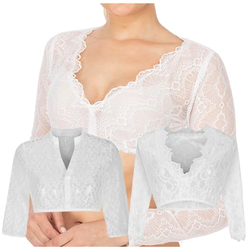CSKJ Damen Dirndlbluse Spitze Trachten Dirndlbluse Kurzarm Oktoberfest Dirndlblusen Halbarm Tracht Bluse Weiß Schwarz CSKJ Damen Dirndlbluse Spitze Trachten Dirndlbluse Kurzarm Oktoberfest Dirndlblusen Halbarm Tracht Bluse Weiß Schwarz von CSKJ