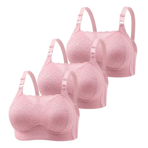 CSKJ Damen Komfort BH Ohne Bügel Push Up Nahtlos Sport BH Gepolstert Spitzen Bra Weich Seamless Stretch Bustier Mittel Halt Bügelloser Schlaf BH Klassische Top für Alltag Yoga von CSKJ