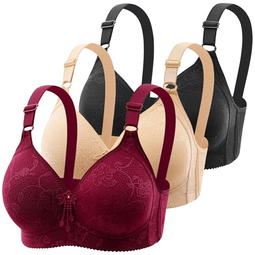 CSKJ Damen Komfort Starker Halt Vorne Vershcluss Rückenstütze Ungepolstert Ohne Bügel Klassischer BH von CSKJ