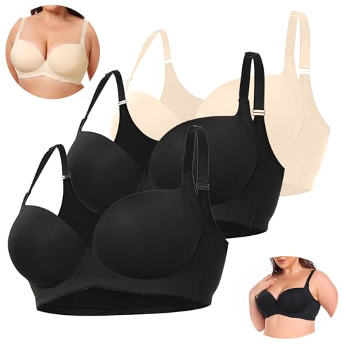 CSKJ Damen Nahtlos Spitzen BH ohne Bügel Weicher Damen Push Up BH Gepolstert Atmungsaktiver und Leichter Klassische Bustier Damen BH Modern Feeling von CSKJ