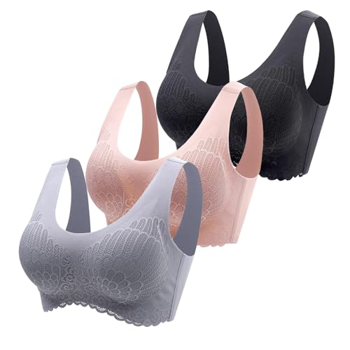 CSKJ Damen Sport BH Spitzen BH Frauen Bustier Lace Bra Dünn Front Closure Push Up Ohne Bügel Top für Yoga Fitness Training Stretch Wohlfühl BH von CSKJ