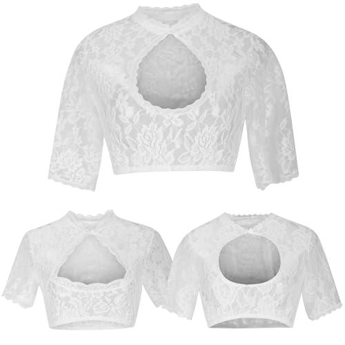 CSKJ Dirndl Bluse Damen Weiß Dirndlbluse Spitze Kurzarm Dirndlblusen Kordelzug Spitzenbluse Dirndl Elegante Trachtenbluse Für Bayrische Tracht Oktoberfest CSKJ Dirndl Bluse Damen Weiß Dirndlbluse Spitze Kurzarm Dirndlblusen Kordelzug Spitzenbluse Dirndl Elegante Trachtenbluse Für Bayrische Tracht Oktoberfest von CSKJ