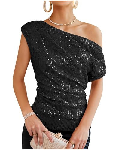 CSKJ Glitzer Oberteile Damen Ärmellos Top Pailletten Oberteile Festlich Party Bluse Herbst Winter Tank Top von CSKJ