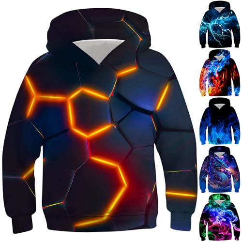 CSKJ Hoodie Jungen Mädchen Kapuzenpullover Unisex Kinder Kapuzenpulli 3D Lustig Gedruckt Leichte Sweatshirt Langarm Pullover Hoody mit Tasche Alter 4-14 von CSKJ