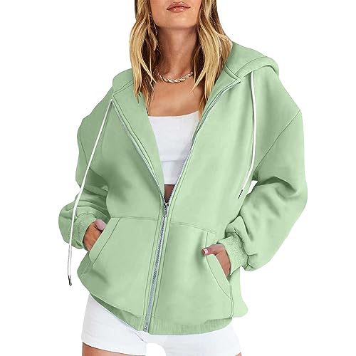 CSKJ Hoodies für Damen Hoody Damen mit Kapuze Kapuzenjacke Kapuzenpullover Vintage Oversize Sweatjacke Sweatshirt College Jacke Übergangsjacke Zip Hoodie mit Kapuze von CSKJ