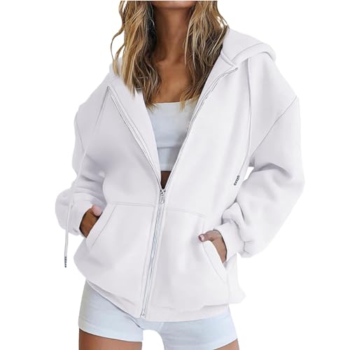 CSKJ Hoody Damen Mit Kapuze Hoodie Damen Sweatjacke 2024 Kapuzenjacke Herbst Winter Lang Sweatshirt Kapuzenpullover Mit Kapuze Reißverschluss Mantel Oversize Pullover von CSKJ