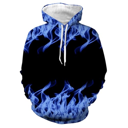 CSKJ Hoody Herren mit Kapuze 3D Flammen Druck Sweatshirt Hoodies Kordelzug Kapuzenpullover Sweater Arbeitspullover Männer Pullover Herrenpullover Pulli Langarmshirts Top Bluse Shirt von CSKJ