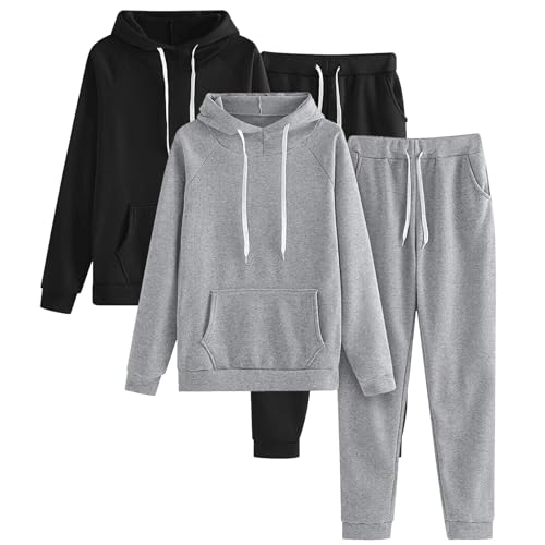 CSKJ Jogginganzug Mädchen - Traingsanzug Damen Jogginganzug Kapuzenpullover Lange Ärmel Top + Hose Sportanzug 2 Stück von CSKJ