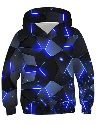 CSKJ Jungen Mädchen Hoodie 3D Unisex Kinder Kapuzenpullover Langarm Pullover Hoody Sweatshirt Mit Taschen 5-16 Jahre von CSKJ