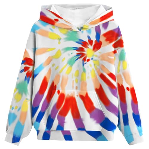 CSKJ Mädchen Hoodie Batik Kinder Pullover Freizeit Mode Sweatshirt mit Kapuze Herbst Winter Langarm Kapuzenpullover für Mädchen 2-14 Jahre von CSKJ