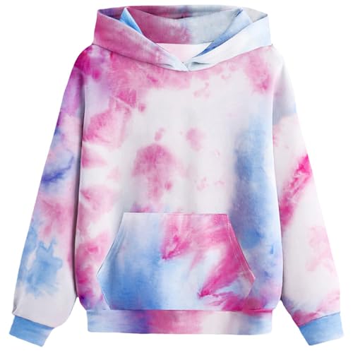 CSKJ Mädchen Hoodie Batik Kinder Pullover Freizeit Mode Sweatshirt mit Kapuze Herbst Winter Langarm Kapuzenpullover für Mädchen 4-14 Jahre von CSKJ