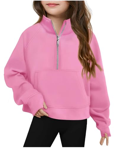 CSKJ Mädchen Langarmshirts Kinder Tops Kleidung Sweatshirt Mode T-Shirt Bekleidung Loose Lässig Oberteile Classic Basic Long Sleeve Top Langarm Pullover von CSKJ
