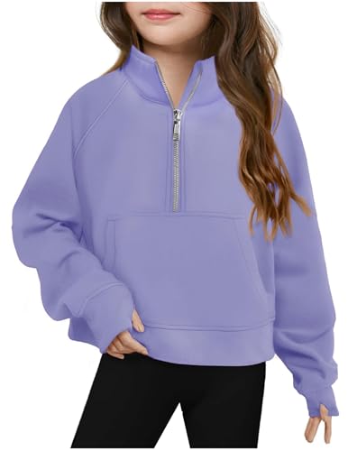CSKJ Mädchen Langarmshirts Kinder Tops Kleidung Sweatshirt Mode T-Shirt Bekleidung Loose Lässig Oberteile Classic Basic Long Sleeve Top Langarm Pullover von CSKJ