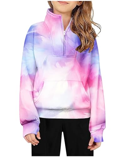 CSKJ Mädchen Langarmshirts Kinder Tops Kleidung Sweatshirt Mode T-Shirt Bekleidung Loose Lässig Oberteile Classic Basic Long Sleeve Top Langarm Pullover von CSKJ
