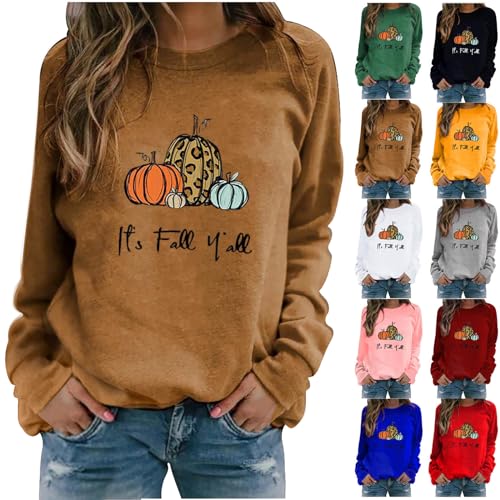 CSKJ Pullover Halloween Tshirt Damen Mode Oberteile Shirt Karneval Oversized Tunika Pumpkin Sweater Kostüme Druck Sweatshirt Vintage Pumpkin Pullover Tops Locker, Braun, S von CSKJ