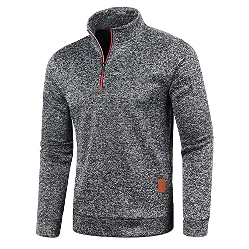 CSKJ Pullover Herren Zip up Stehkragen Pullover Arbeitspullover Ohne Kapuze Winter Casual Sport Langarmshirt Sweater V Ausschnitt Freizeit Slim fit Solide Basic Männer Pullover von CSKJ