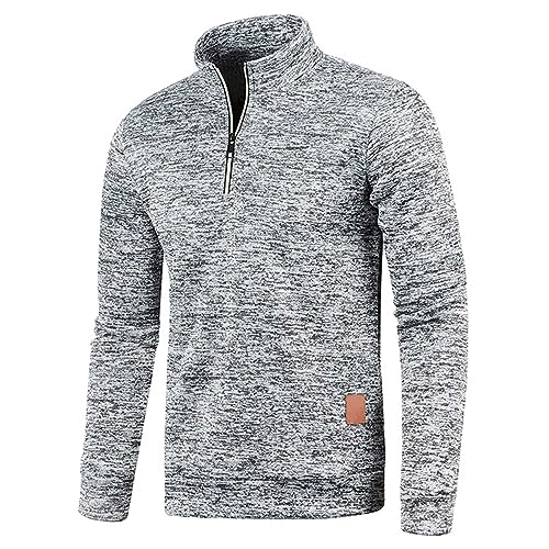 CSKJ Pullover Herren Zip up Stehkragen Pullover Arbeitspullover Ohne Kapuze Winter Casual Sport Langarmshirt Sweater V Ausschnitt Freizeit Slim fit Solide Basic Männer Pullover von CSKJ