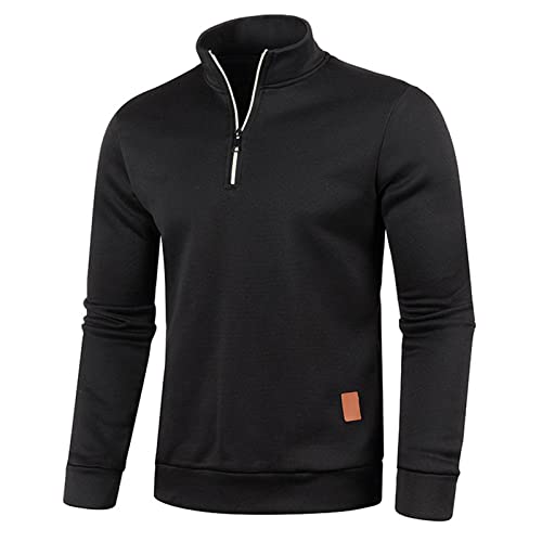 CSKJ Pullover Herren Zip up Stehkragen Pullover Arbeitspullover Ohne Kapuze Winter Casual Sport Langarmshirt Sweater V Ausschnitt Freizeit Slim fit Solide Basic Männer Pullover von CSKJ