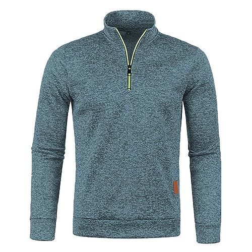 CSKJ Pullover Herren Zip up Stehkragen Pullover Arbeitspullover Ohne Kapuze Winter Casual Sport Langarmshirt Sweater V Ausschnitt Freizeit Slim fit Solide Basic Männer Pullover von CSKJ