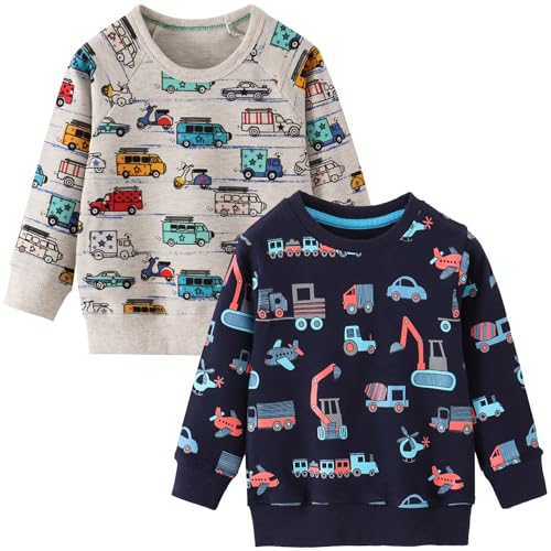 CSKJ Pullover Kinder Jungen - Jungen Sweatshirt Baumwolle Pullover Kinder Warme Langarm Shirt Activewear Tops 1-7 Jahre von CSKJ