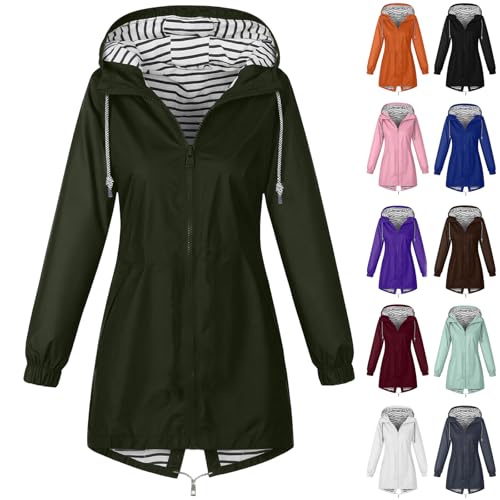 CSKJ Regenjacke Damen Wasserdicht Atmungsaktiv Softshelljacke Lang Übergangsjacke Einfarbige Outdoor Regenmantel mit Kapuze Funktionsjacke Leichte Gefüttert Windbreaker Große Größen Regenparka S-5XL CSKJ Regenjacke Damen Wasserdicht Atmungsaktiv Softshelljacke Lang Übergangsjacke Einfarbige Outdoor Regenmantel mit Kapuze Funktionsjacke Leichte Gefüttert Windbreaker Große Größen Regenparka S-5XL von CSKJ